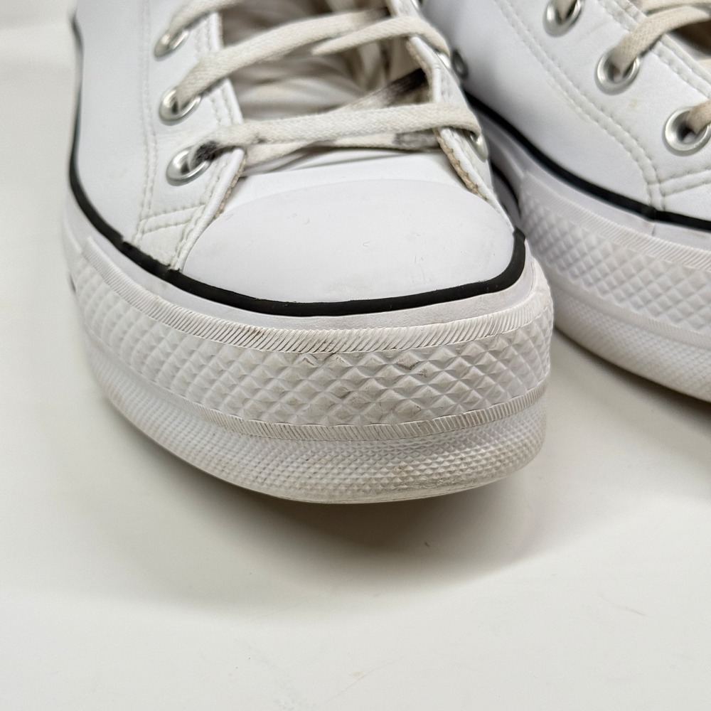 Converse Chuck Taylor All Star Women's Platform Hi White Leather Sneakers Size 9 - Picture 4 of 11